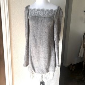 Luluvia Tunic Sweater Dress Lacey Grey Small
